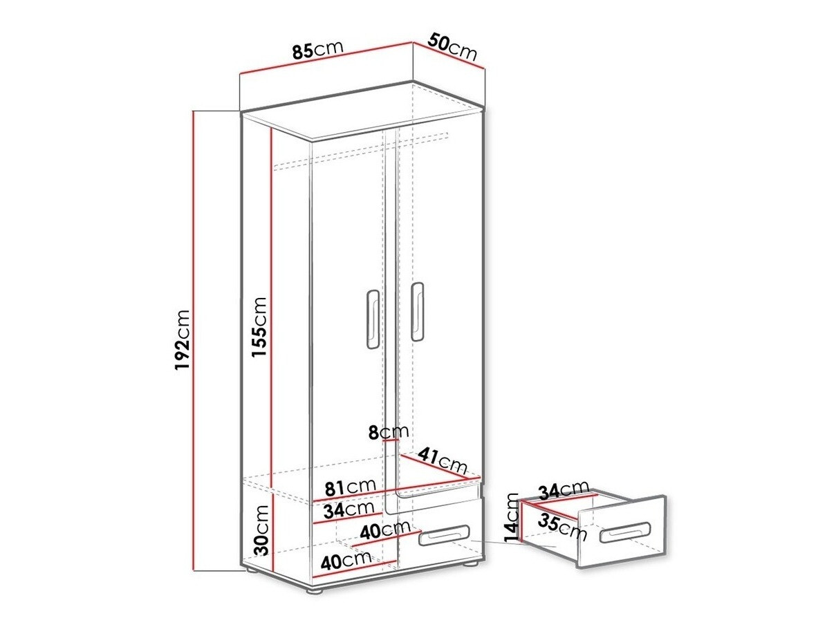 Gardróbszekrény Aviseve 106 (Antracit + Fehér)