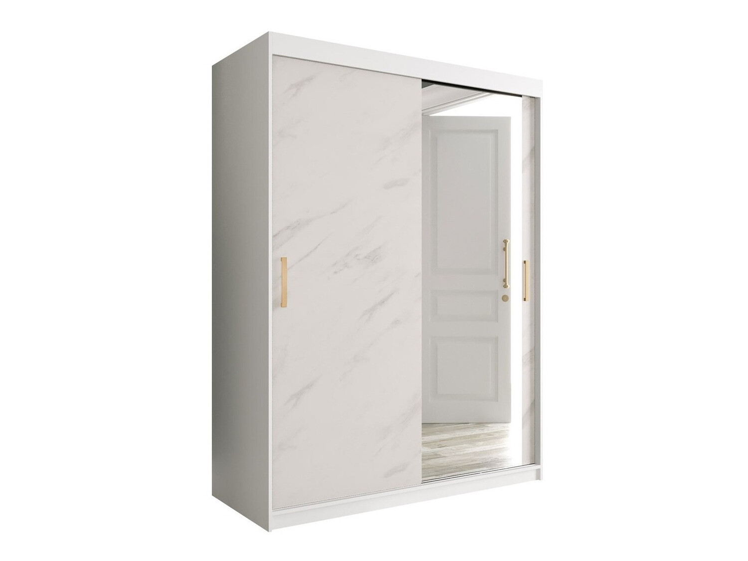 Gardróbszekrény Hartford 260 (Matt fehér + Fehér márvány)