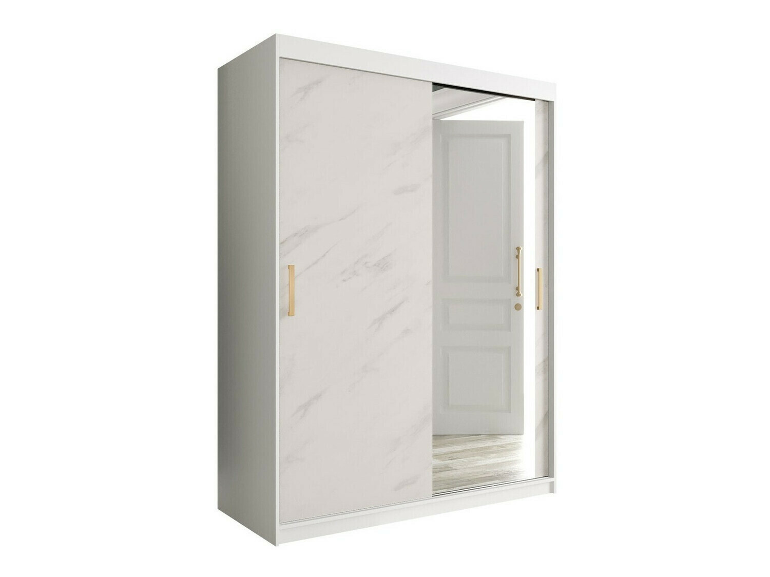 Gardróbszekrény Hartford 260 (Matt fehér + Fehér márvány)