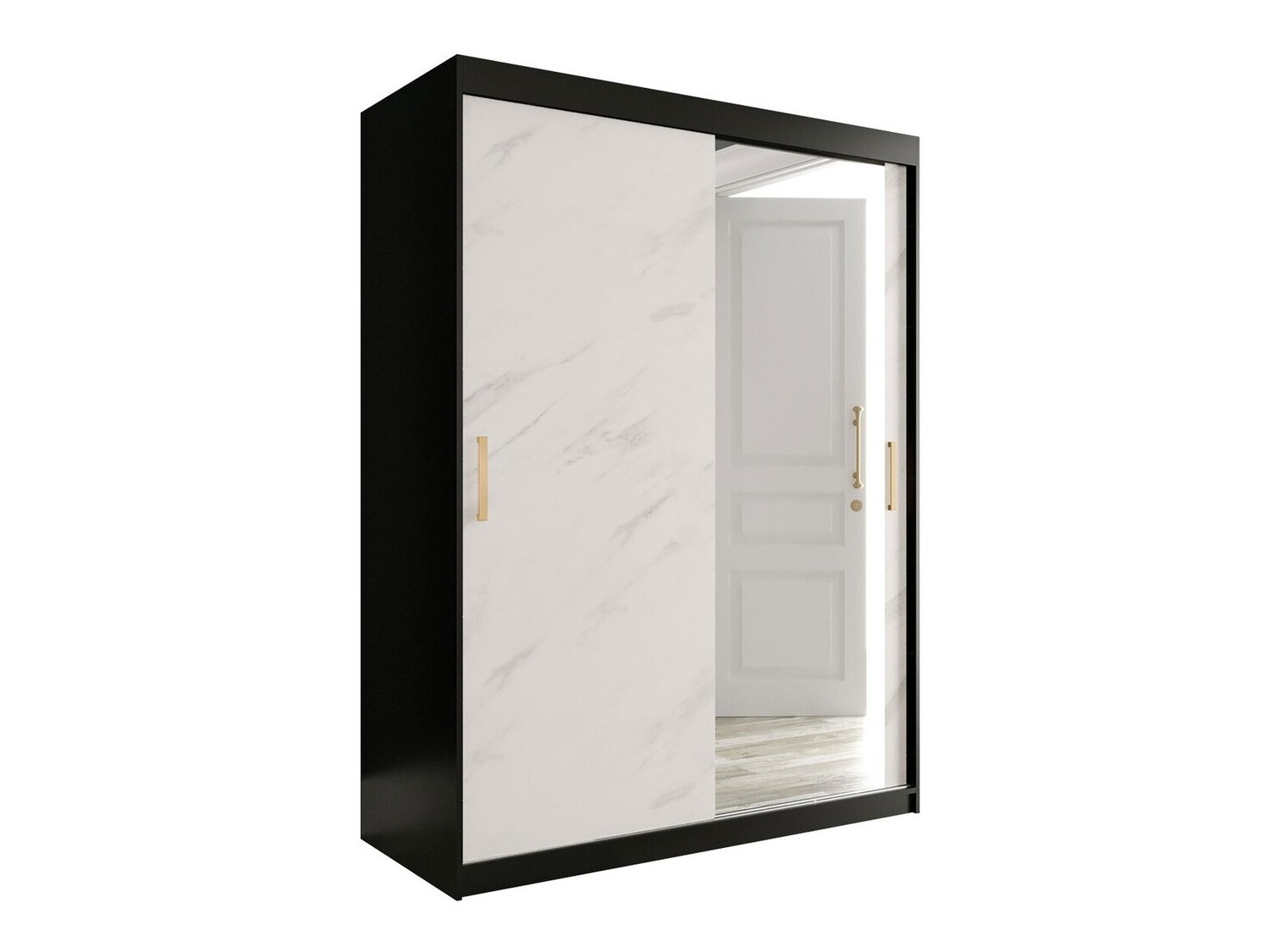Gardróbszekrény Hartford 260 (Matt fekete + Fehér márvány)