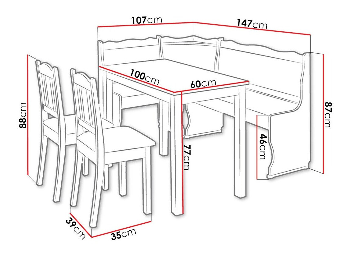 Sarok étkező garnitúra Edmond 105