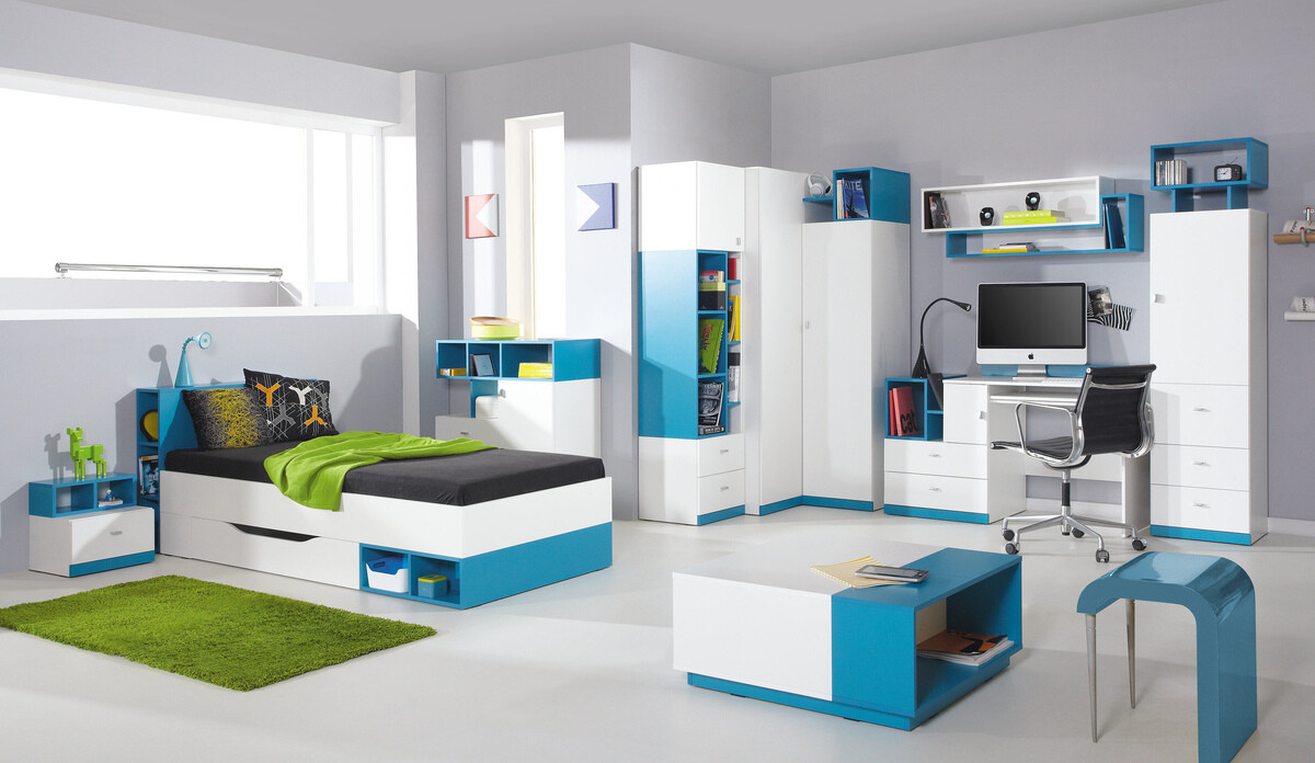 Sarokszekrény Omaha E100 (Fehér + Türkiz)