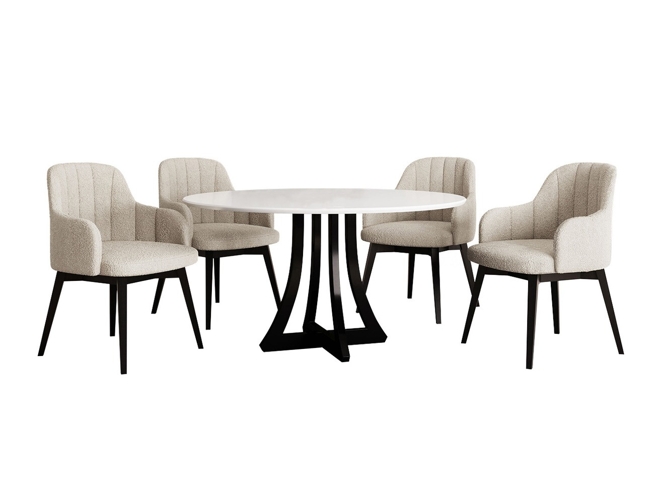 Étkezőgarnitúra Racine 128 (Fényes fehér + Fényes fekete)