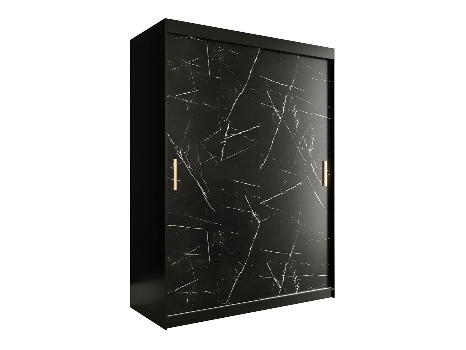 Gardróbszekrény Hartford 248 (Matt fekete + Fekete márvány)