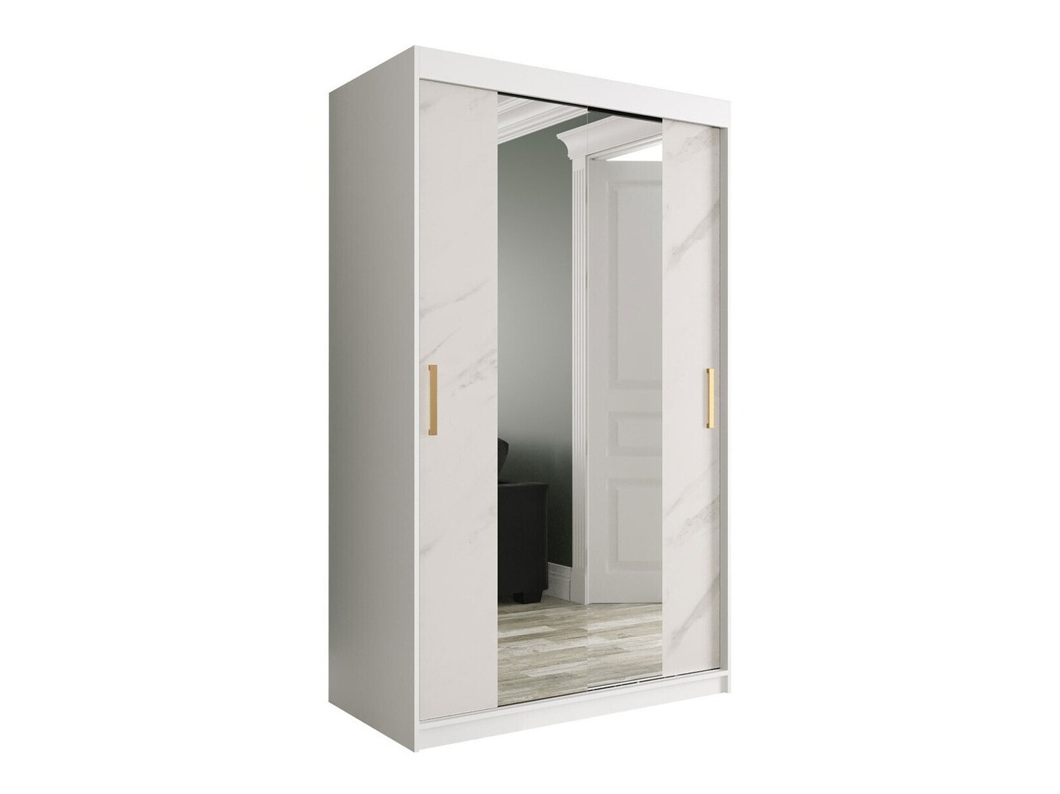 Gardróbszekrény Hartford 253 (Matt fehér + Fehér márvány)