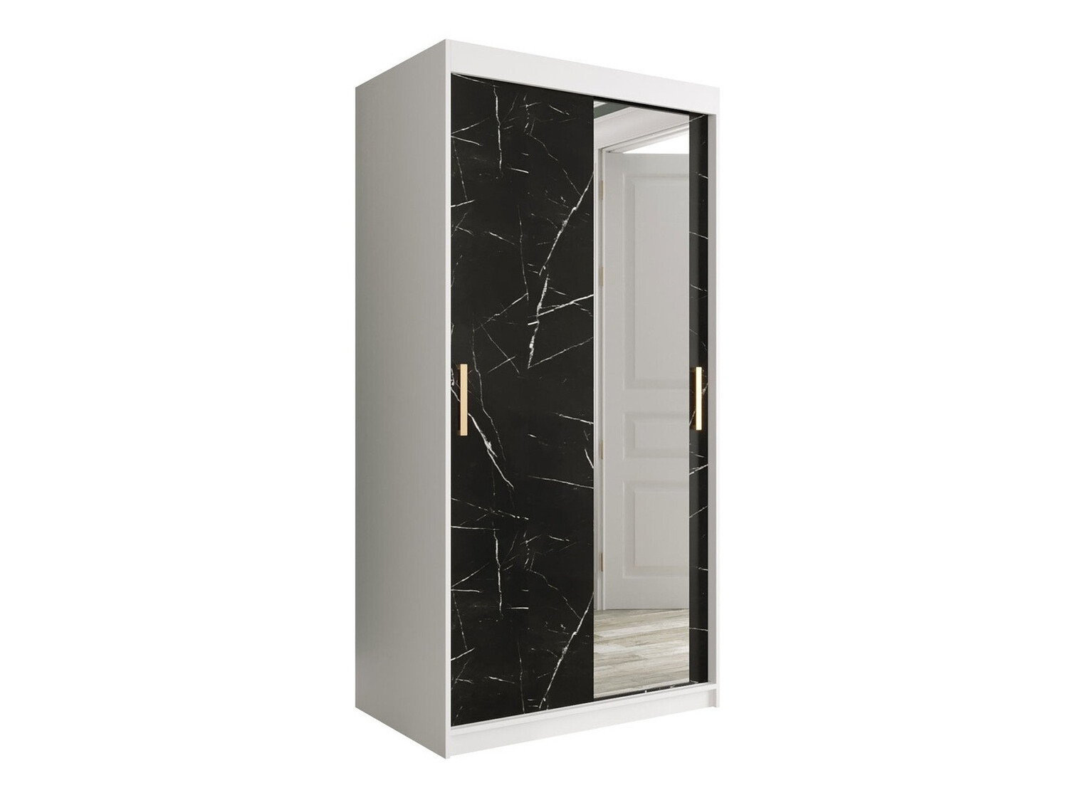 Gardróbszekrény Hartford 258 (Matt fehér + Fekete márvány)