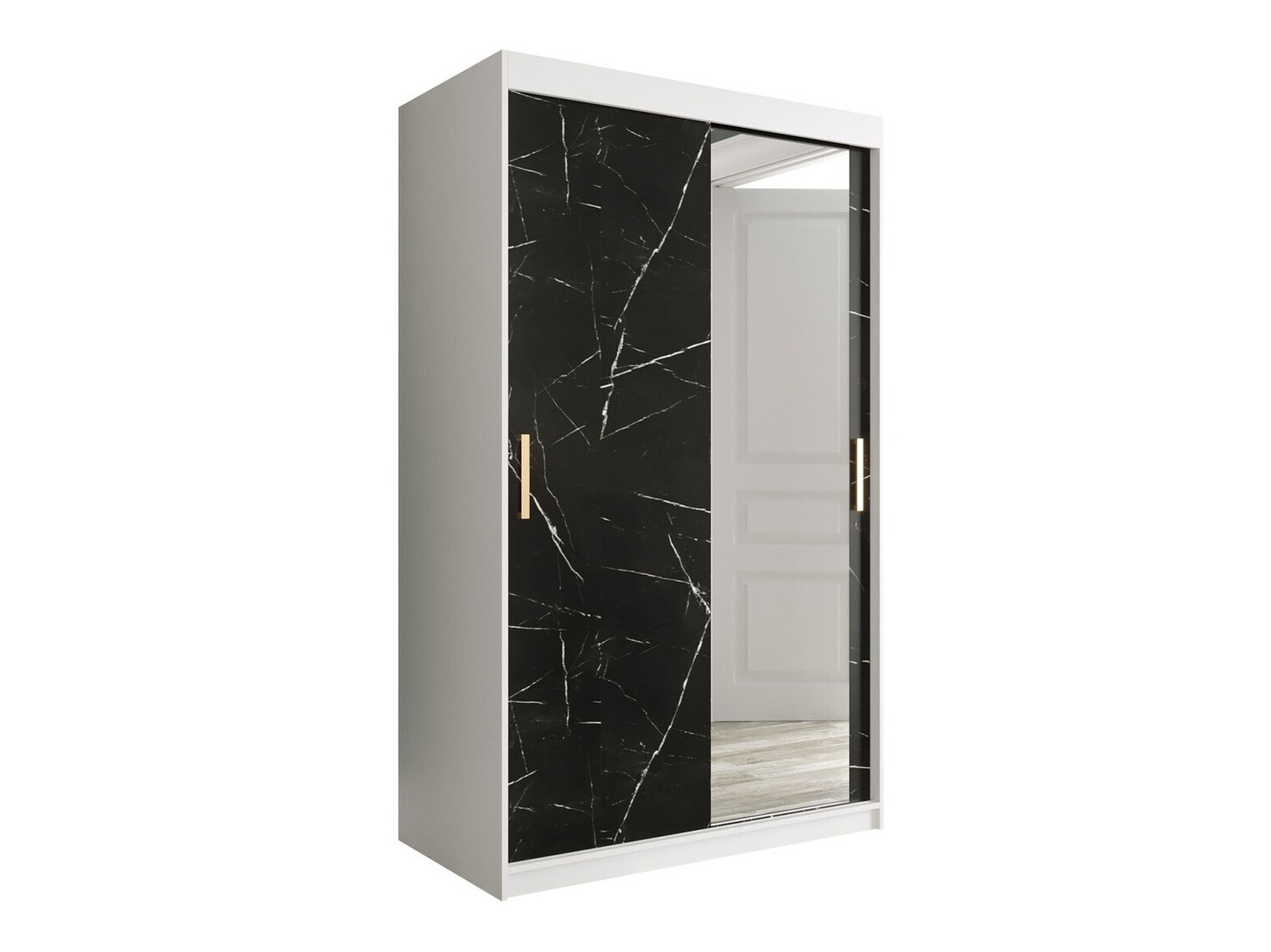 Gardróbszekrény Hartford 259 (Matt fehér + Fekete márvány)