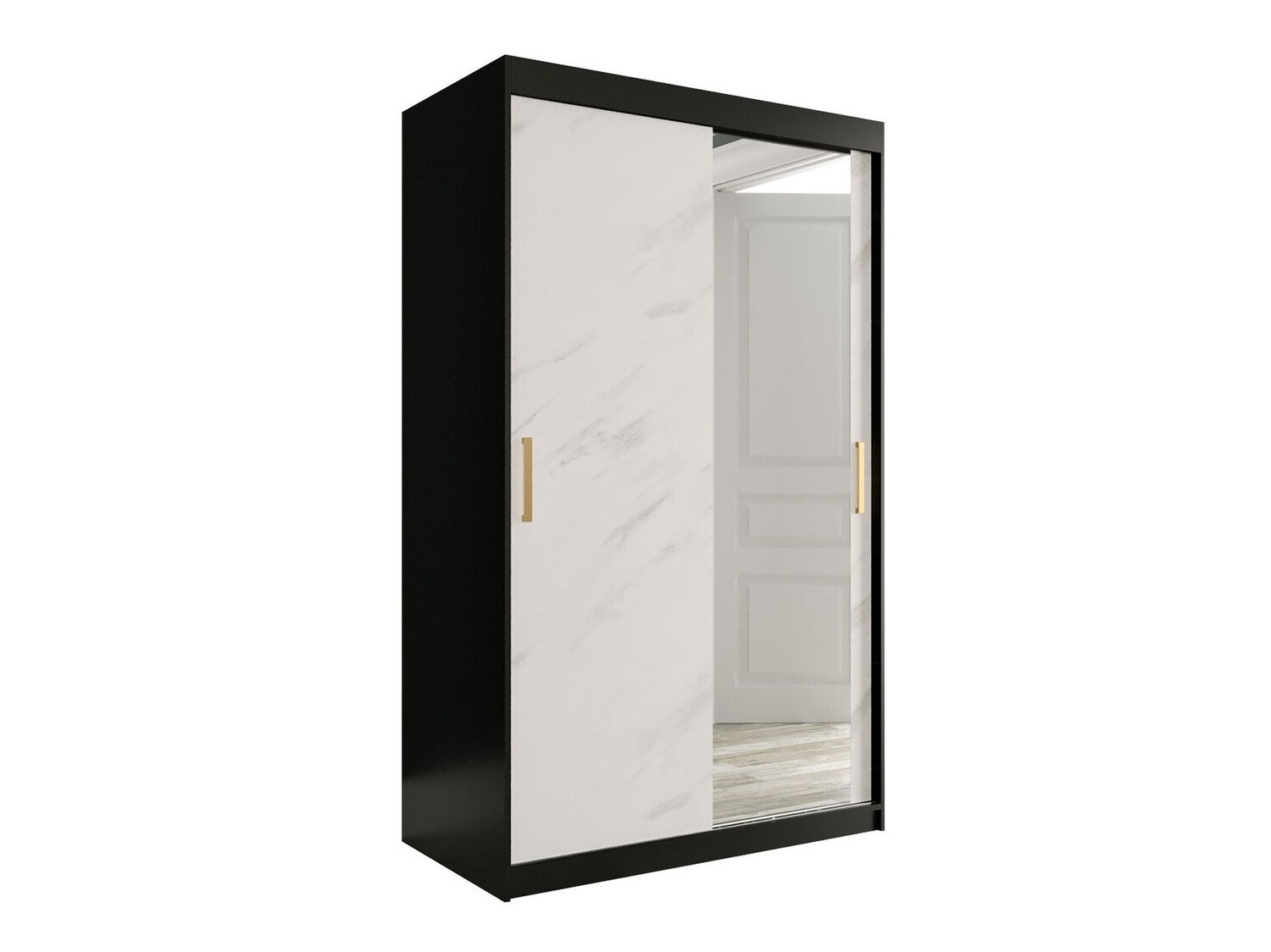 Gardróbszekrény Hartford 259 (Matt fekete + Fehér márvány)