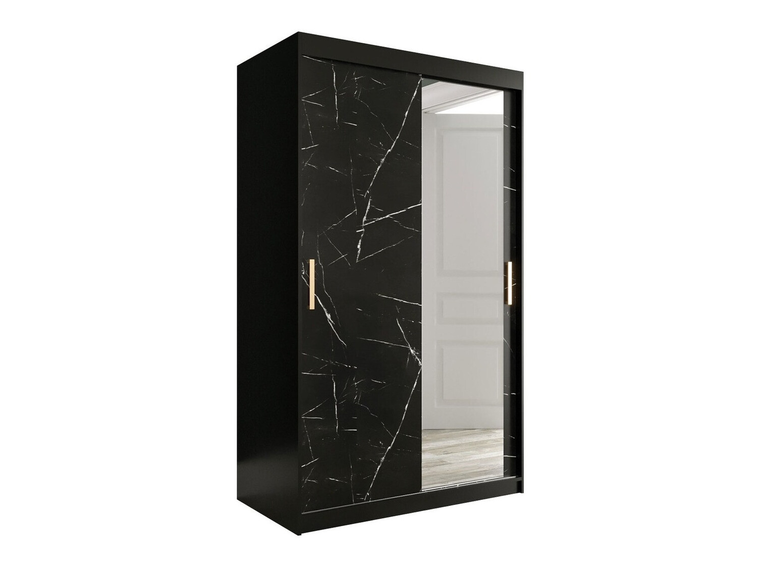 Gardróbszekrény Hartford 259 (Matt fekete + Fekete márvány)