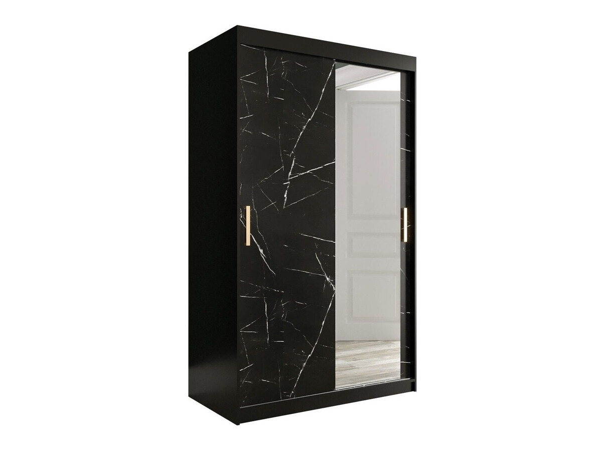 Gardróbszekrény Hartford 259 (Matt fekete + Fekete márvány)