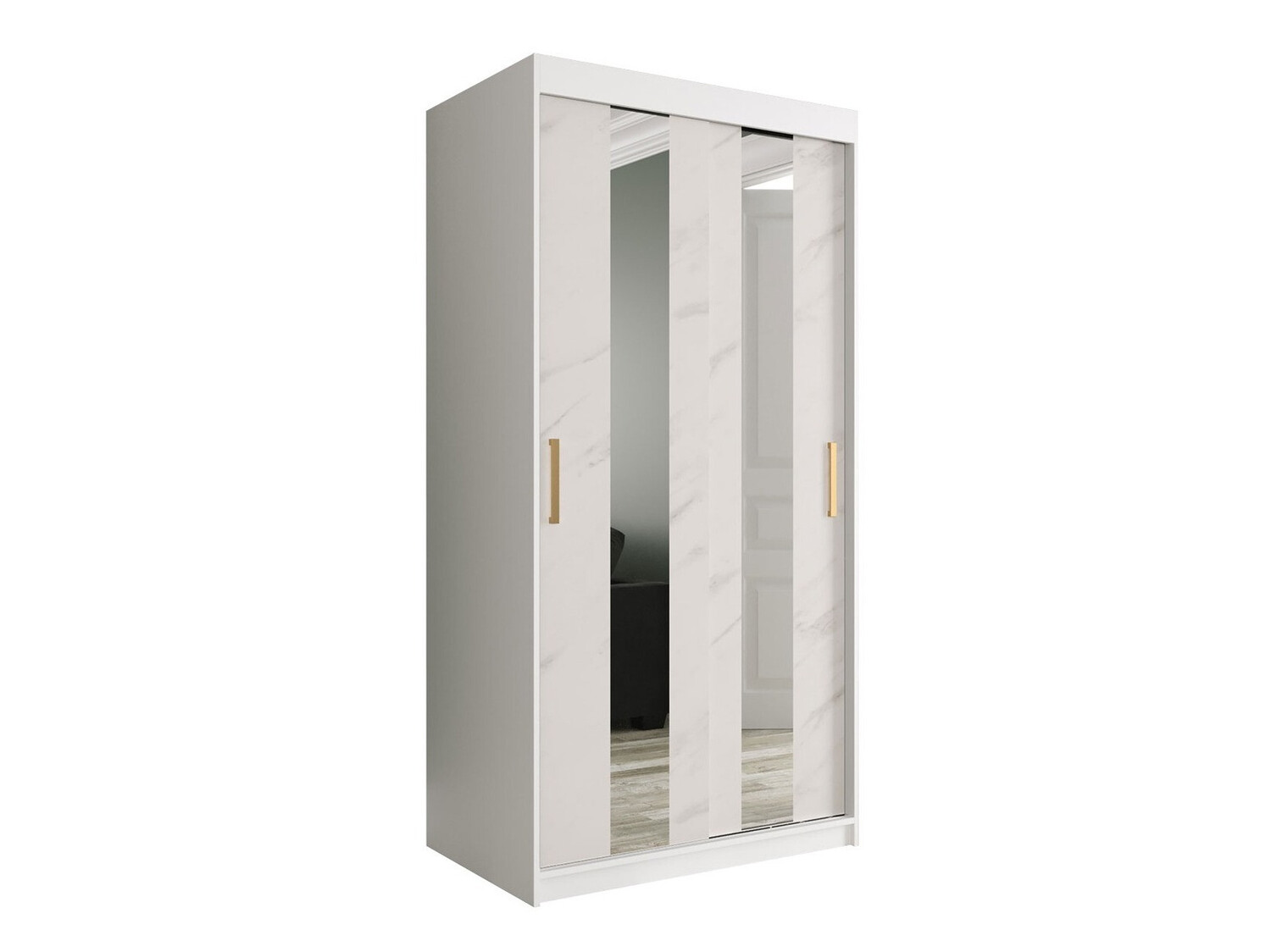 Gardróbszekrény Hartford 240 (Matt fehér + Fehér márvány)