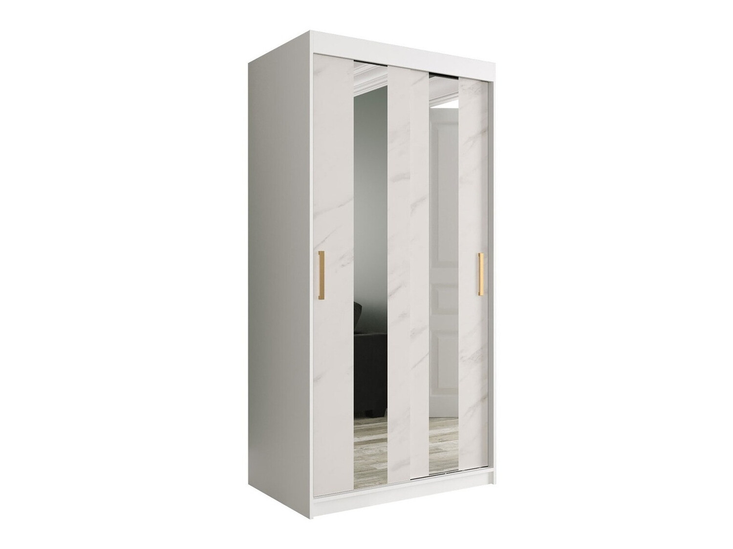 Gardróbszekrény Hartford 240 (Matt fehér + Fehér márvány)