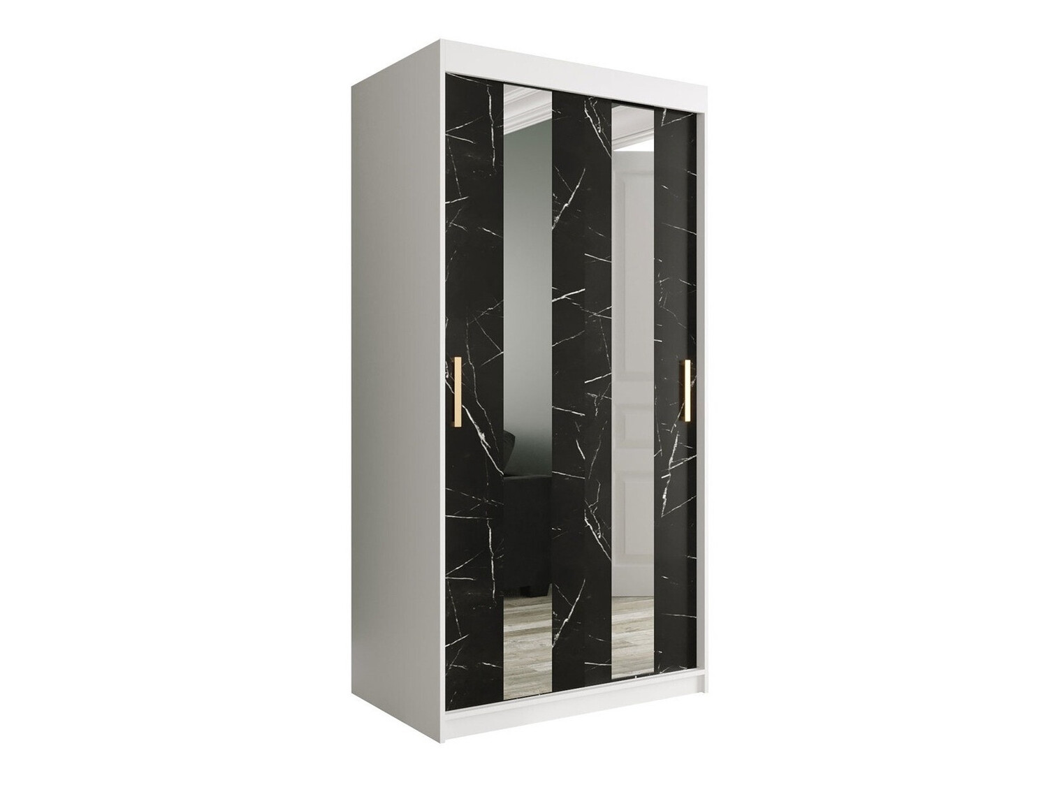 Gardróbszekrény Hartford 240 (Matt fehér + Fekete márvány)
