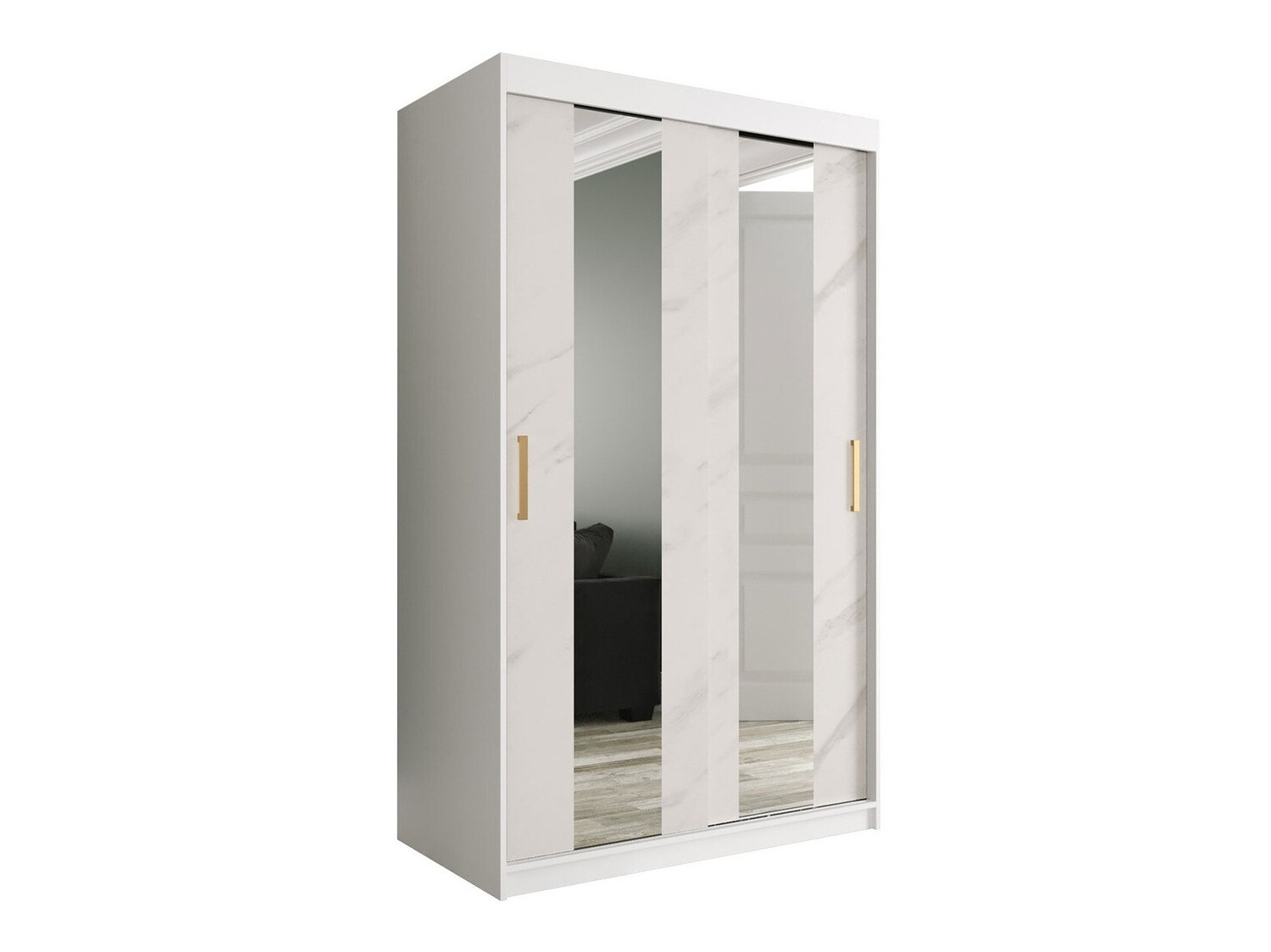 Gardróbszekrény Hartford 241 (Matt fehér + Fehér márvány)