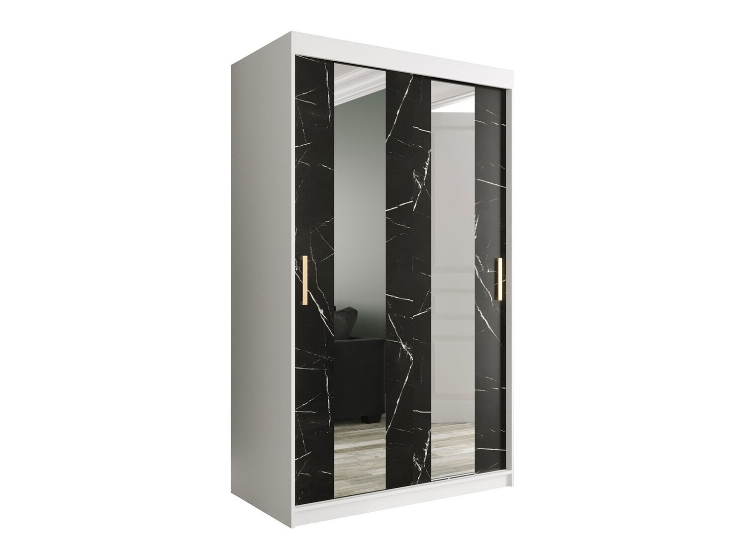 Gardróbszekrény Hartford 241 (Matt fehér + Fekete márvány)