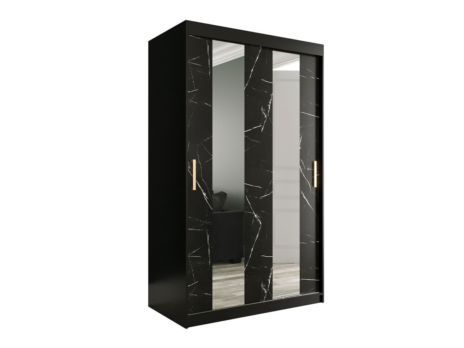 Gardróbszekrény Hartford 241 (Matt fekete + Fekete márvány)