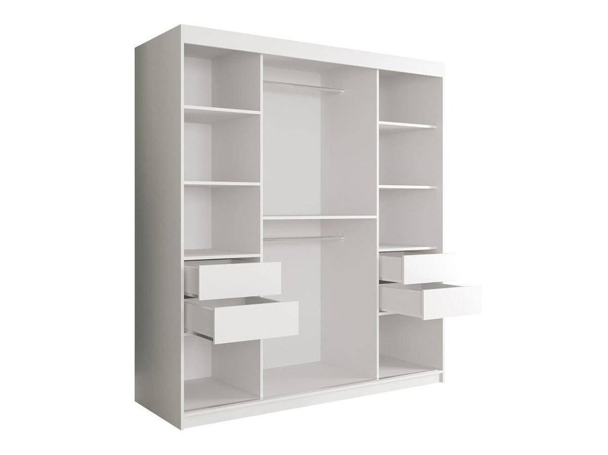 Gardróbszekrény Hartford 243 (Matt fehér + Fekete márvány)