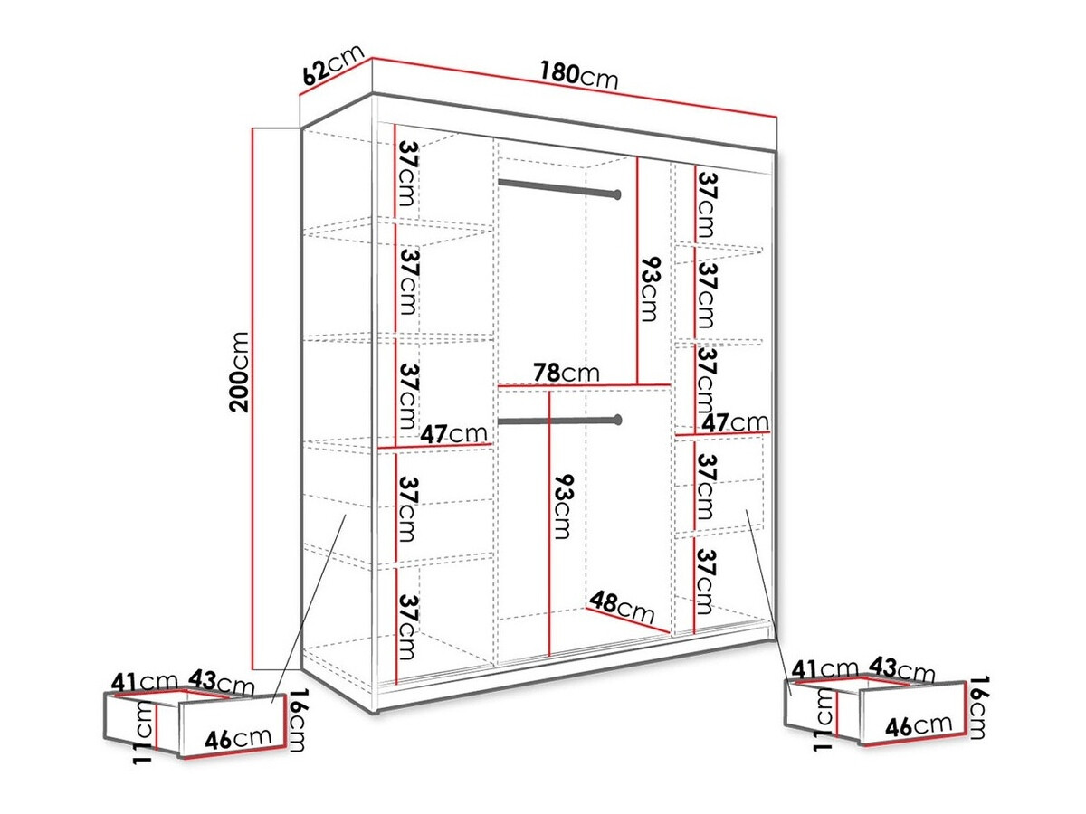 Gardróbszekrény Hartford 243 (Matt fehér + Fekete márvány)
