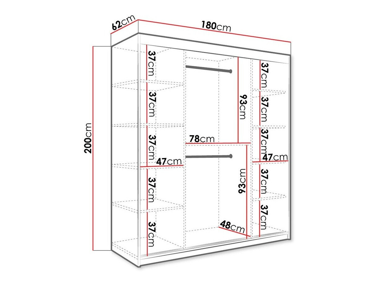 Gardróbszekrény Hartford 243 (Matt fekete + Fekete márvány)