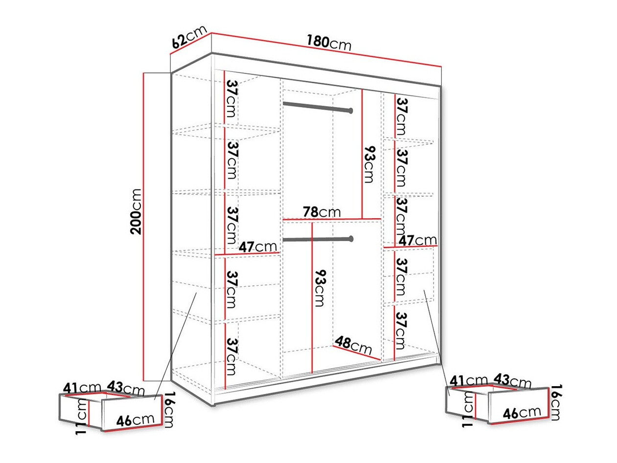 Gardróbszekrény Hartford 243 (Matt fekete + Fekete márvány)