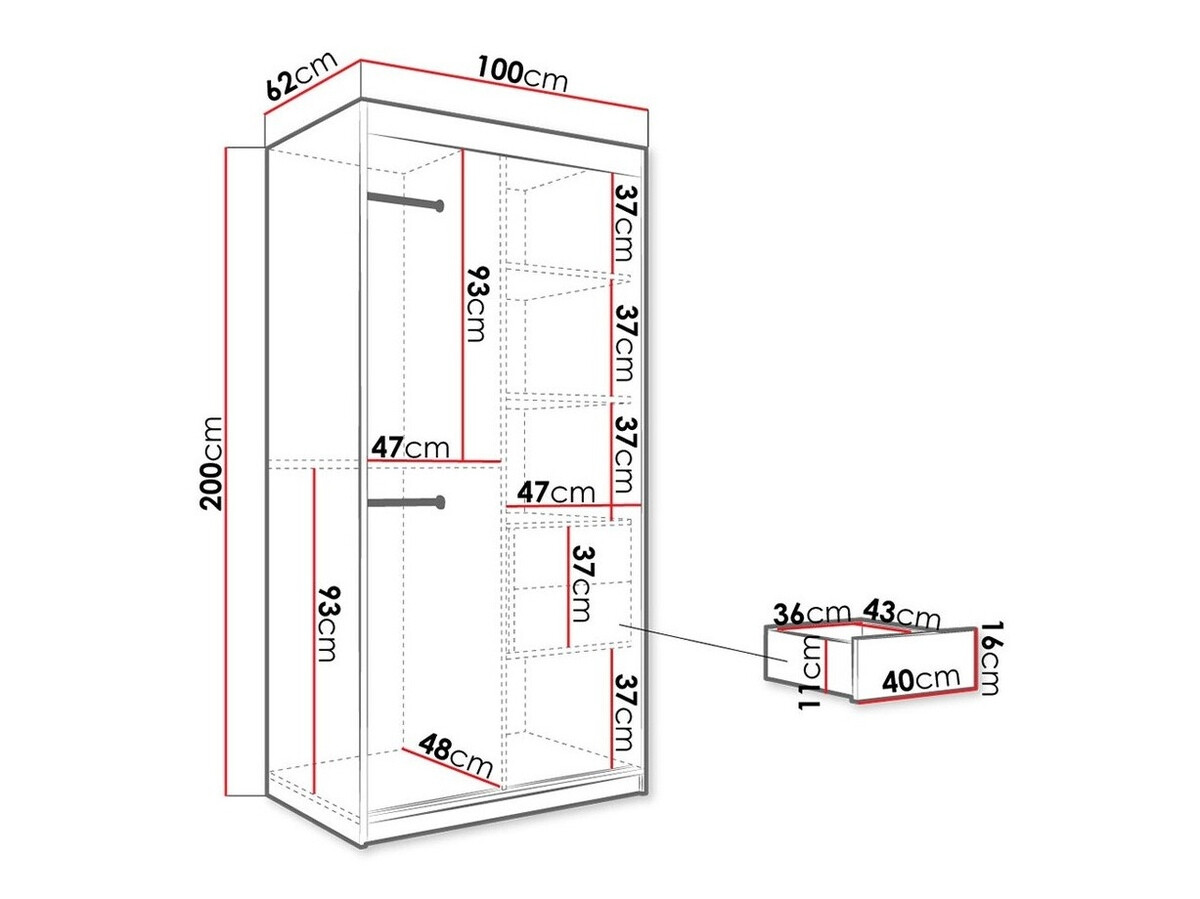 Gardróbszekrény Hartford 246 (Matt fekete + Fehér márvány)