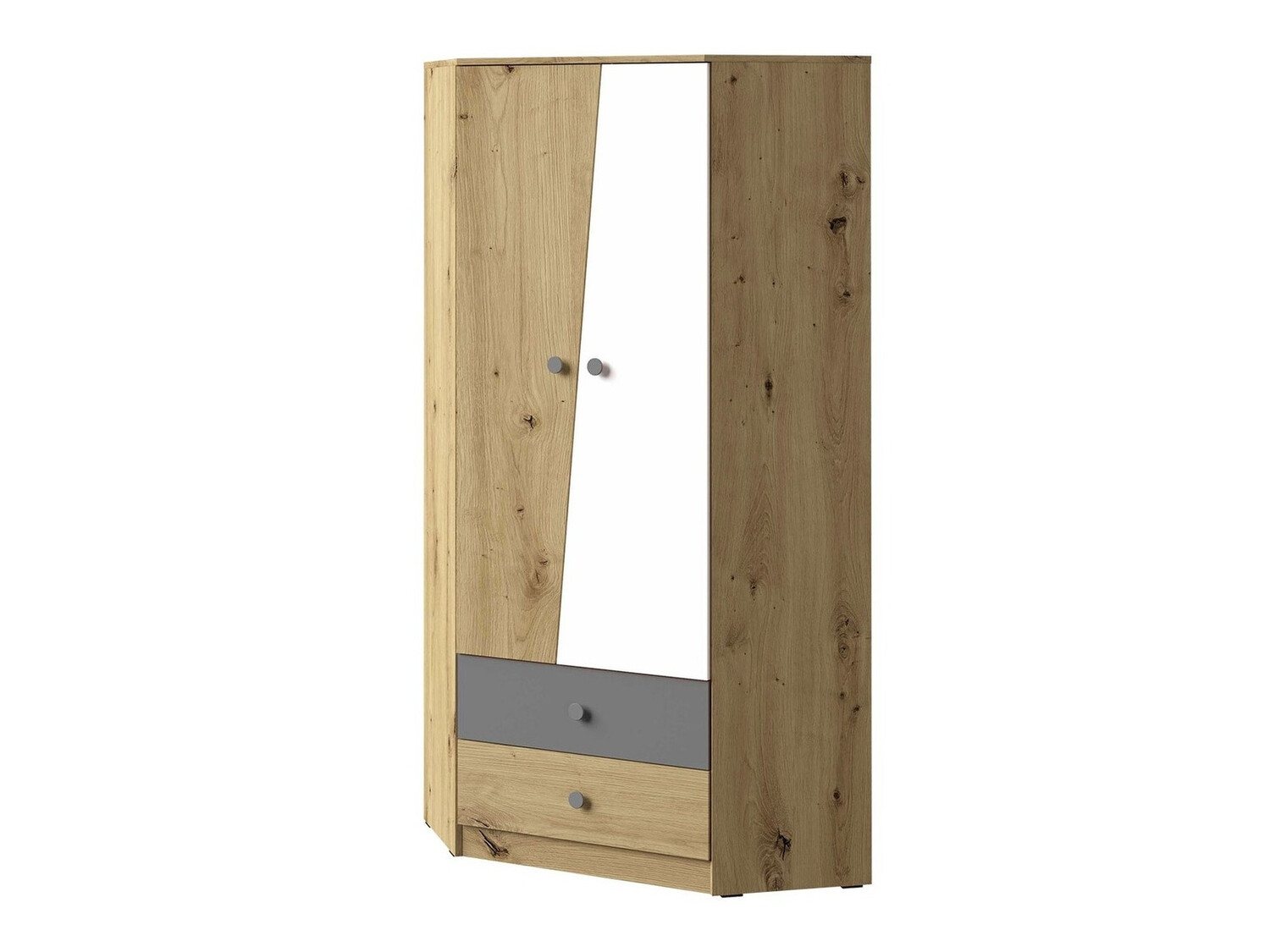 Sarokszekrény Almira 101 (Artisan tölgy + Fehér + Szürke)