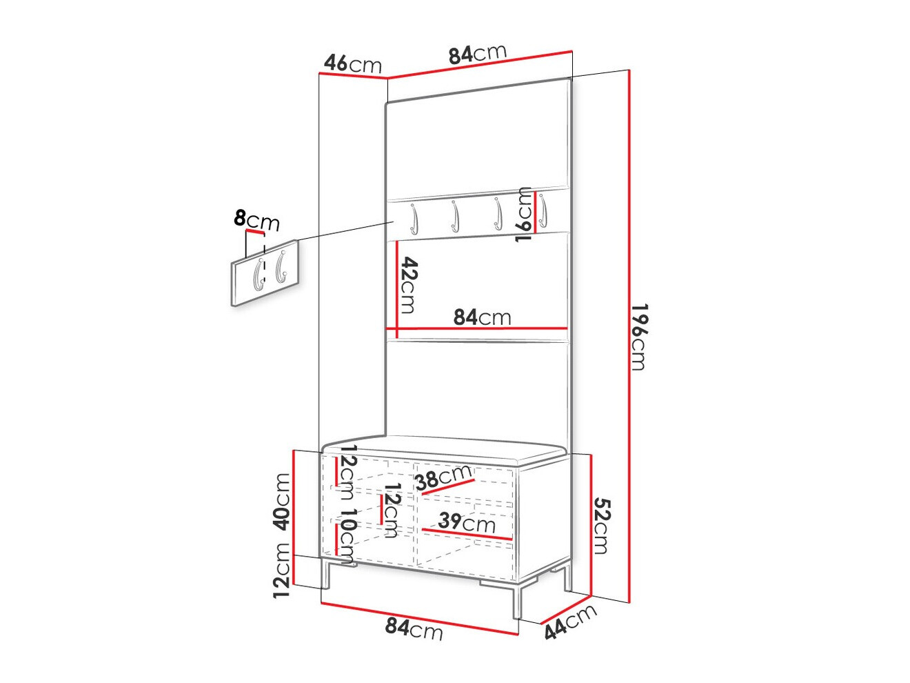 Előszoba garnitúra Nomal III (Lágy öko-bőr 017)