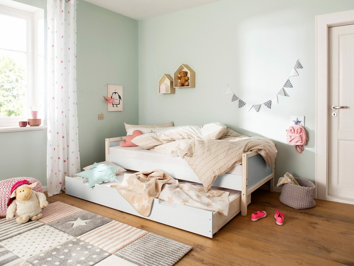 Ágyneműtartó Fenmele 105 (Fehér + Világos fa)