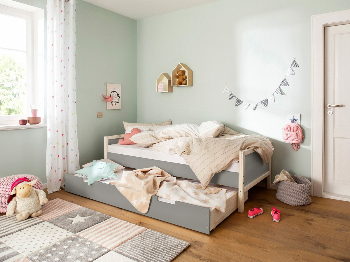 Ágyneműtartó Fenmele 105 (Szürke + Világos fa)