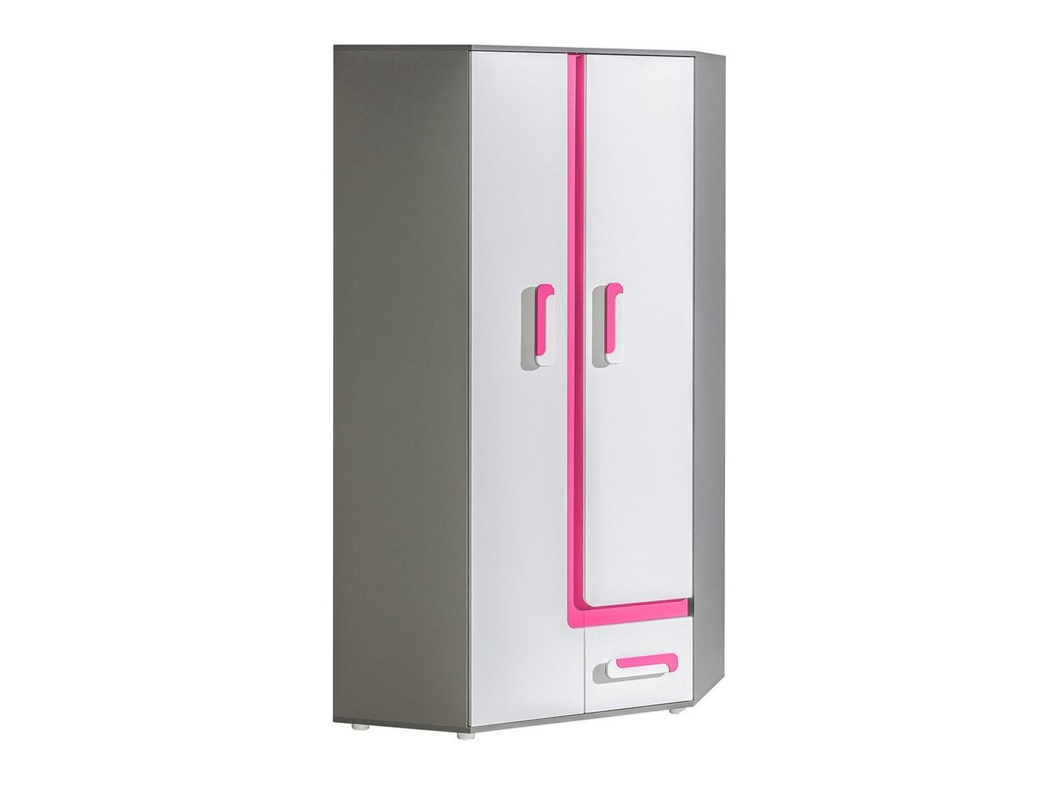 Sarokszekrény Levtala 102 (Antracit + Fehér + Rózsaszín)