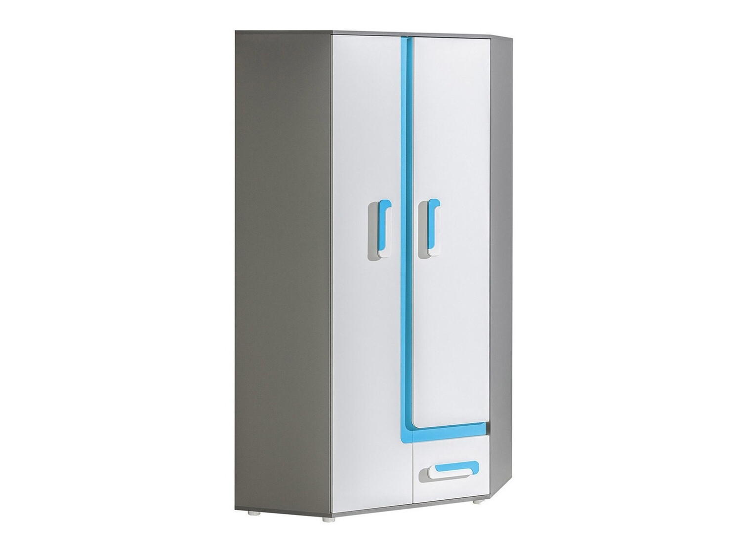 Sarokszekrény Levtala 102 (Antracit + Fehér + Türkiz)