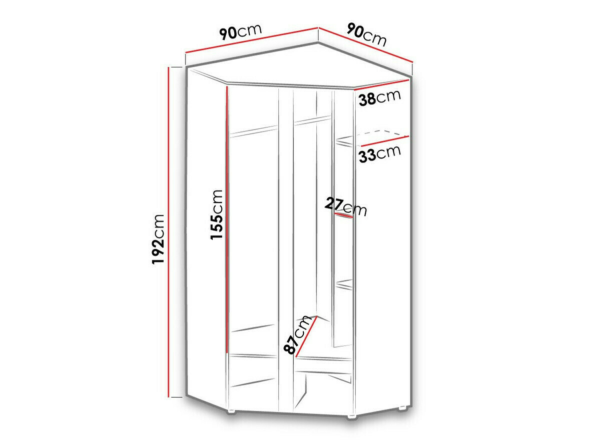 Sarokszekrény Levtala 102 (Antracit + Fehér)