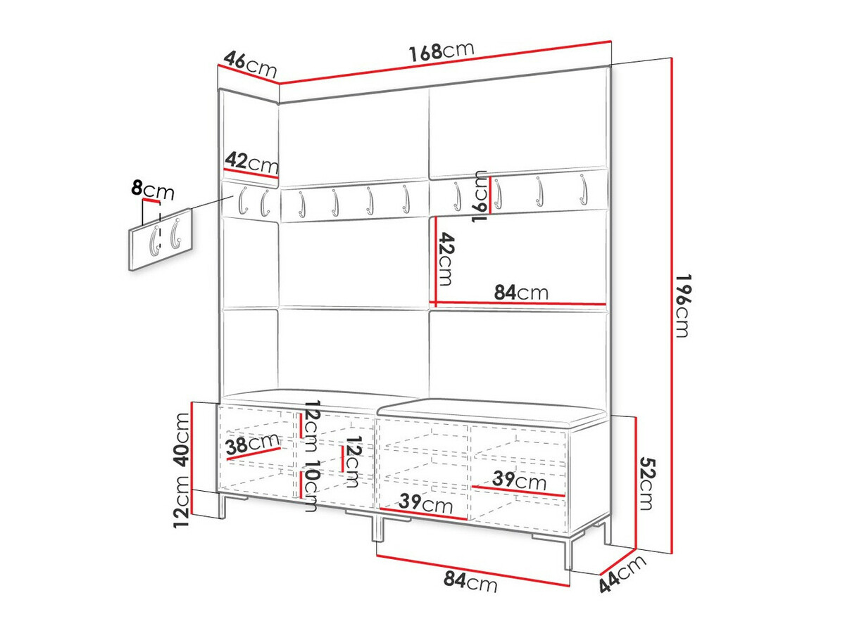 Előszoba garnitúra Nomal V (Lágy öko-bőr 017)