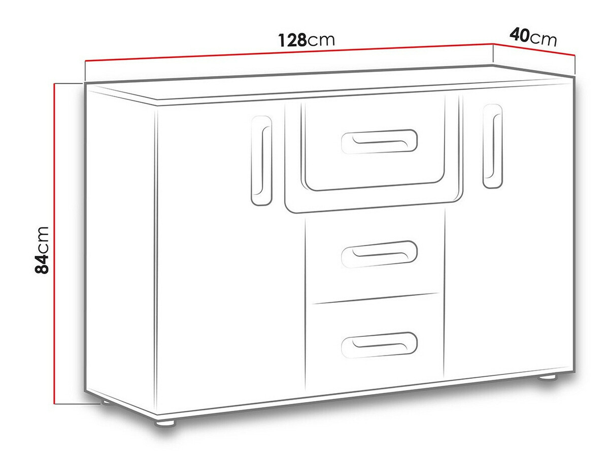 Komód Levtala 107 (Antracit + Fehér + Rózsaszín)