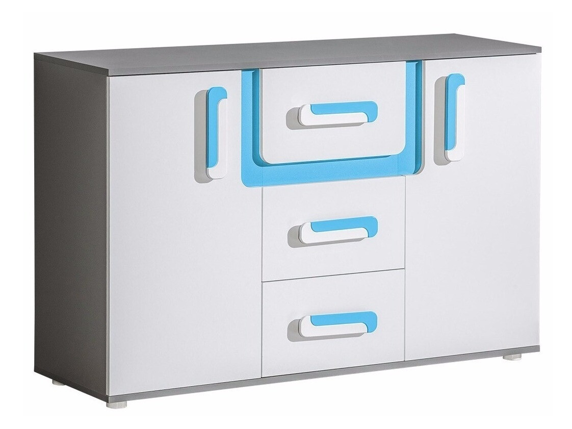 Komód Levtala 107 (Antracit + Fehér + Türkiz)