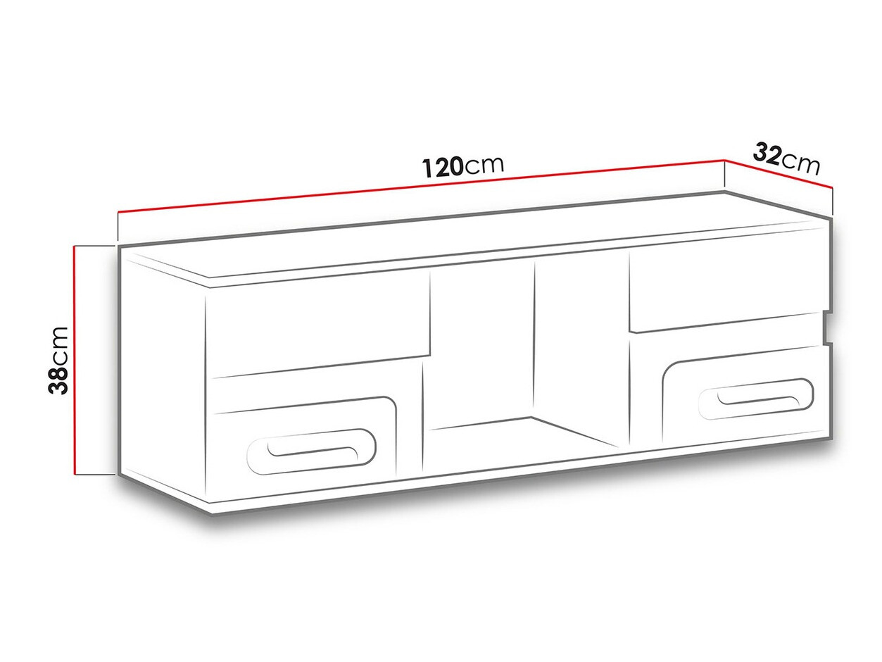Fali polc Levtala 110 (Antracit + Fehér + Rózsaszín)