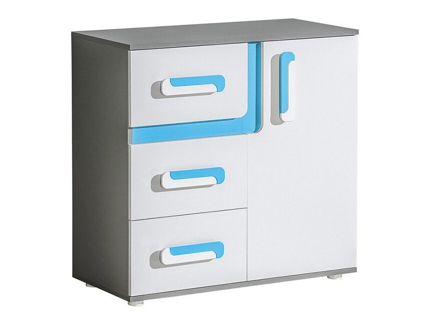 Komód Levtala 108 (Antracit + Fehér + Türkiz)