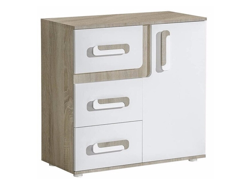 Komód Levtala 108 (Világos tölgy + Fehér)