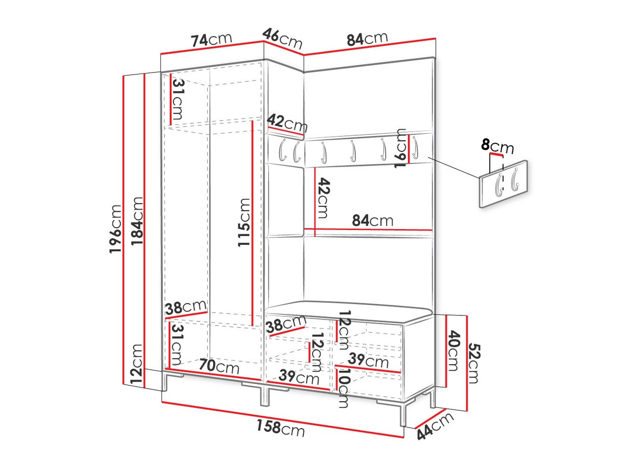 Előszoba garnitúra Tivsoa 107 (Lágy öko-bőr 017)