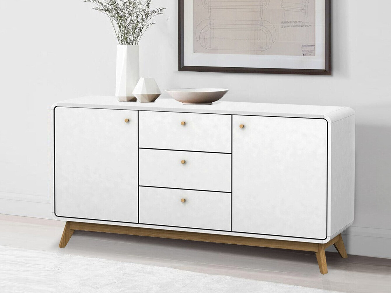 Komód Elbtena 110 (Fehér + Tölgy)