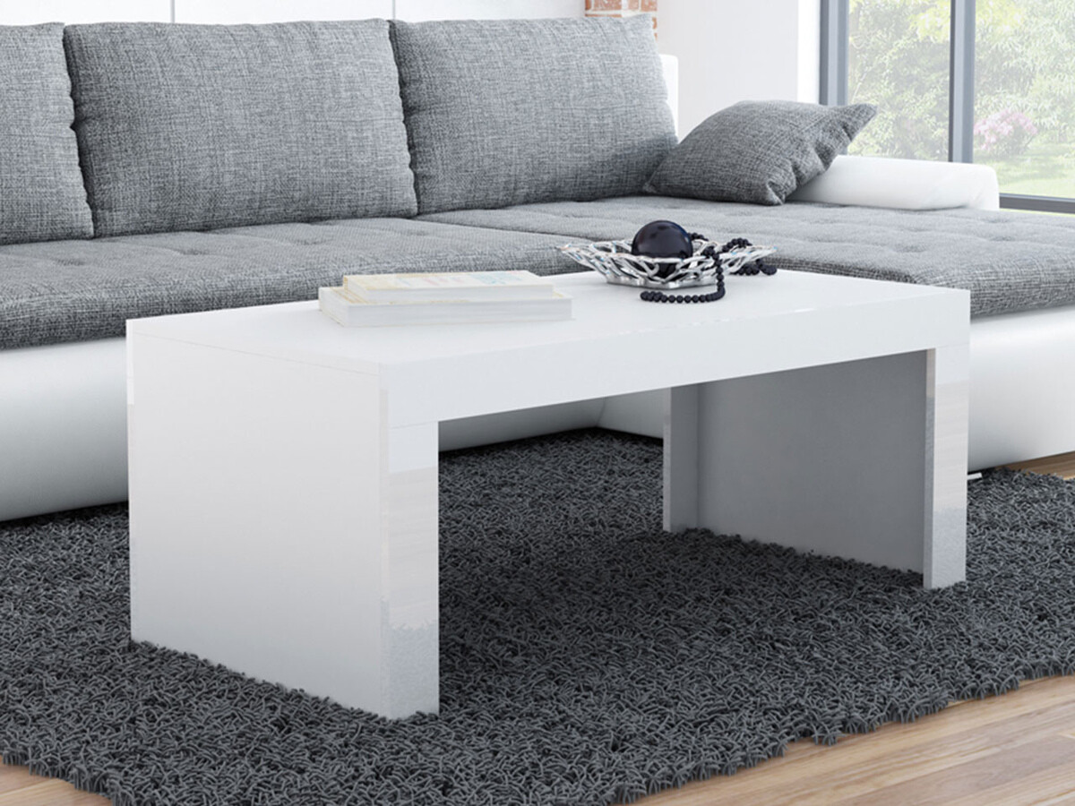 Dohányzóasztal Charlotte 107 (Fehér + Fényes fehér)