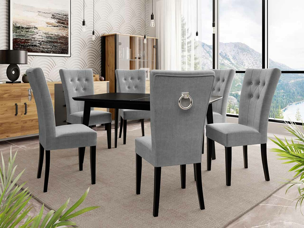 Étkezőgarnitúra Racine 144 (Fekete + Magic Velvet 2217)