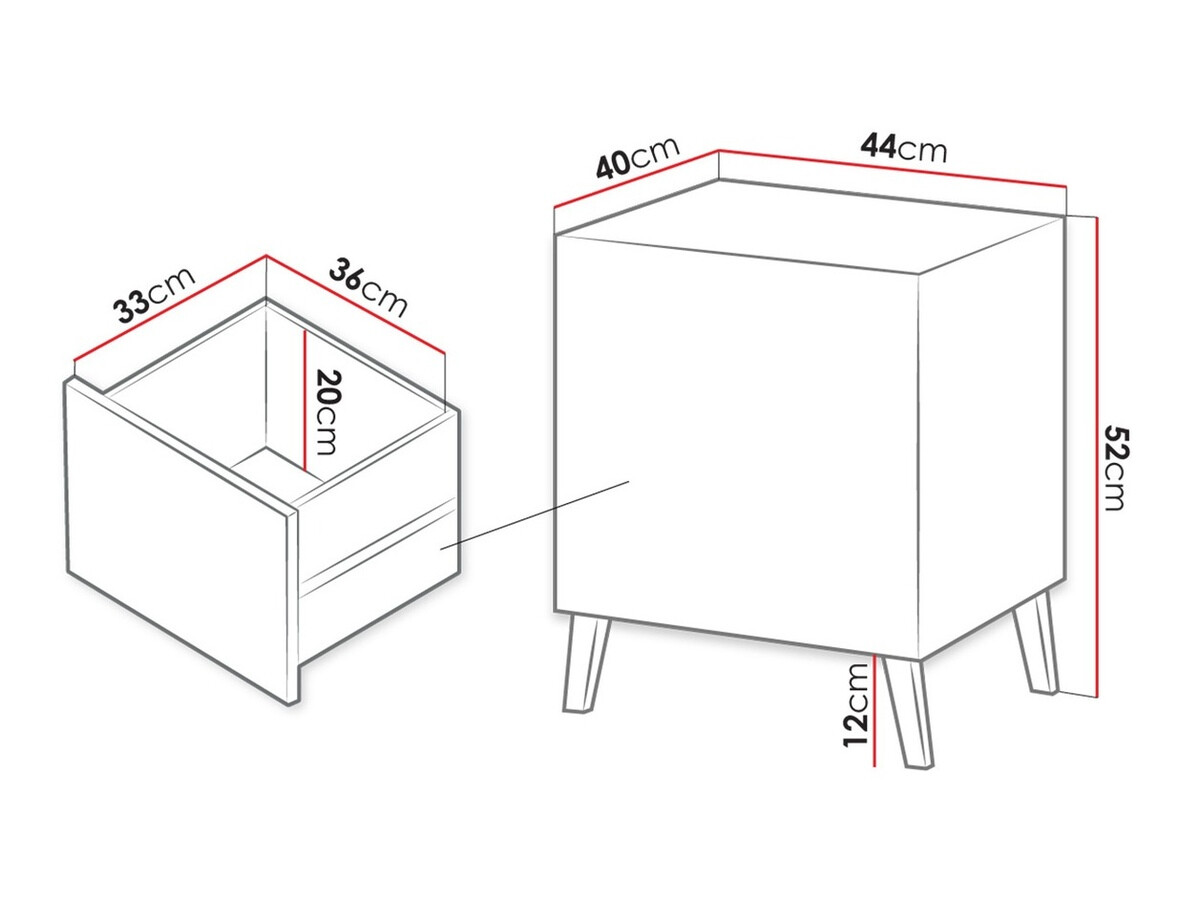 Éjjeliszekrény szett Charlotte 141 (Fekete)