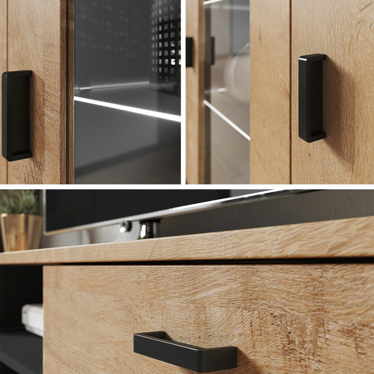 Fali szekrény Tornola 103 (Lefkas tölgy + Fekete)