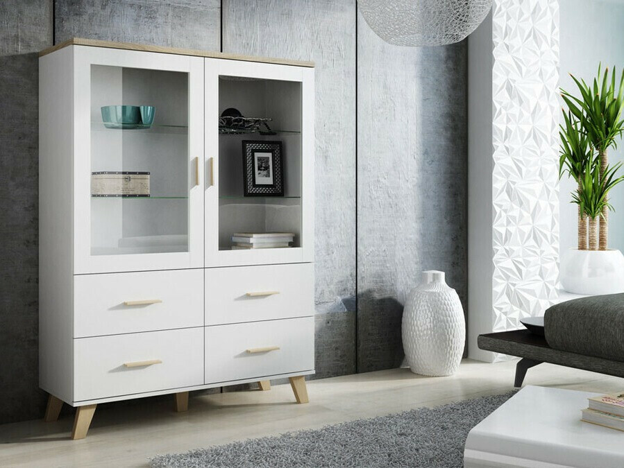 Könyvespolc Larfloi 110 (Fehér + Sonoma tölgy)