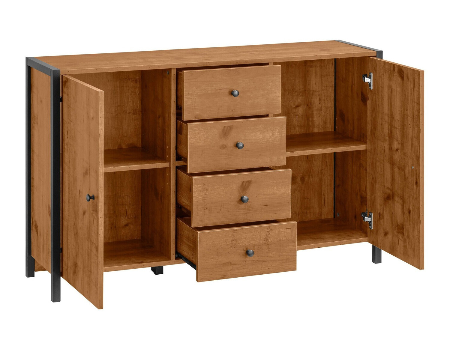 Komód Larnovo 103 (Sötét tölgy + Fekete)