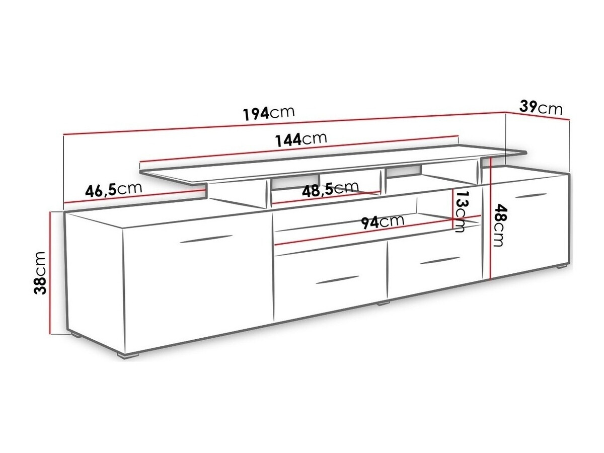 TV-állvány Charlotte 117 (Szilva + Fényes fekete)