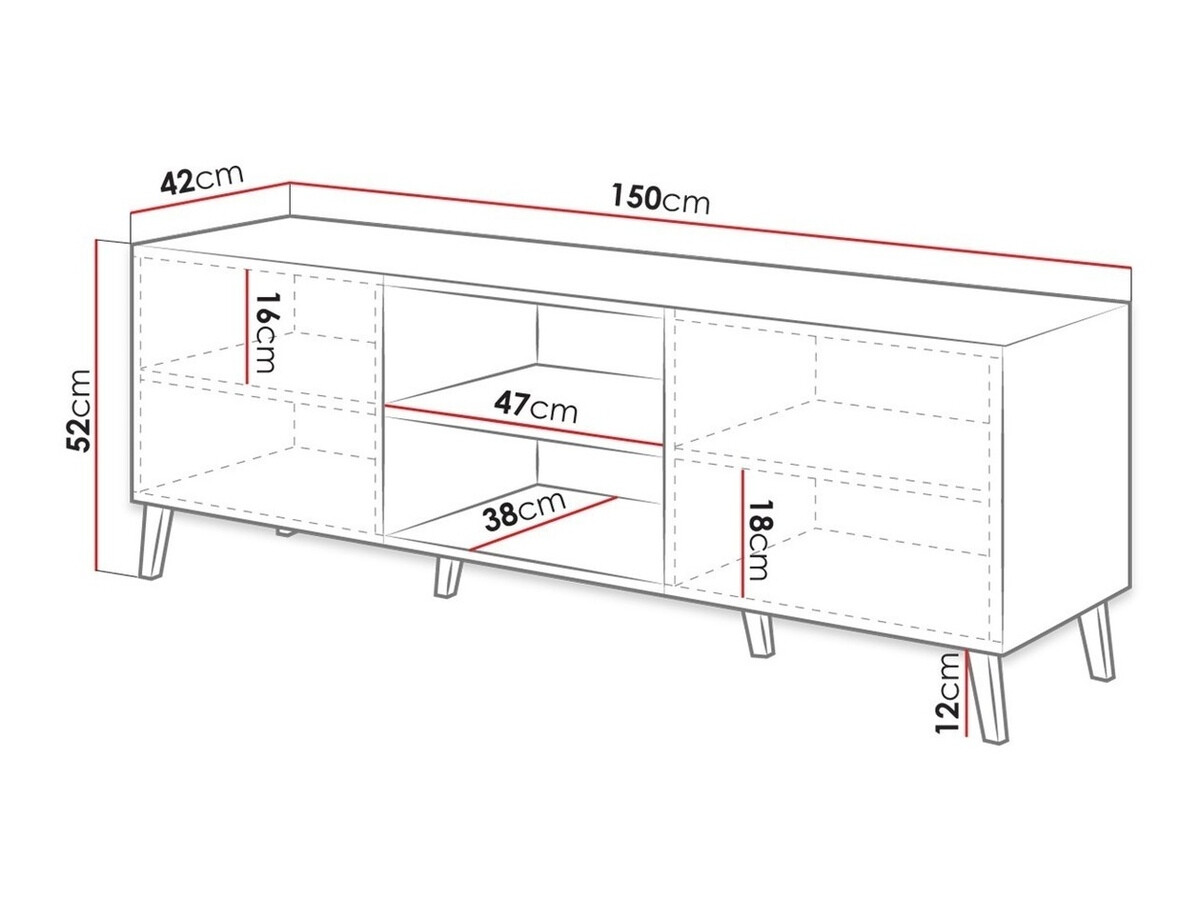 TV-állvány Charlotte 144 (Fekete + Fényes fekete)