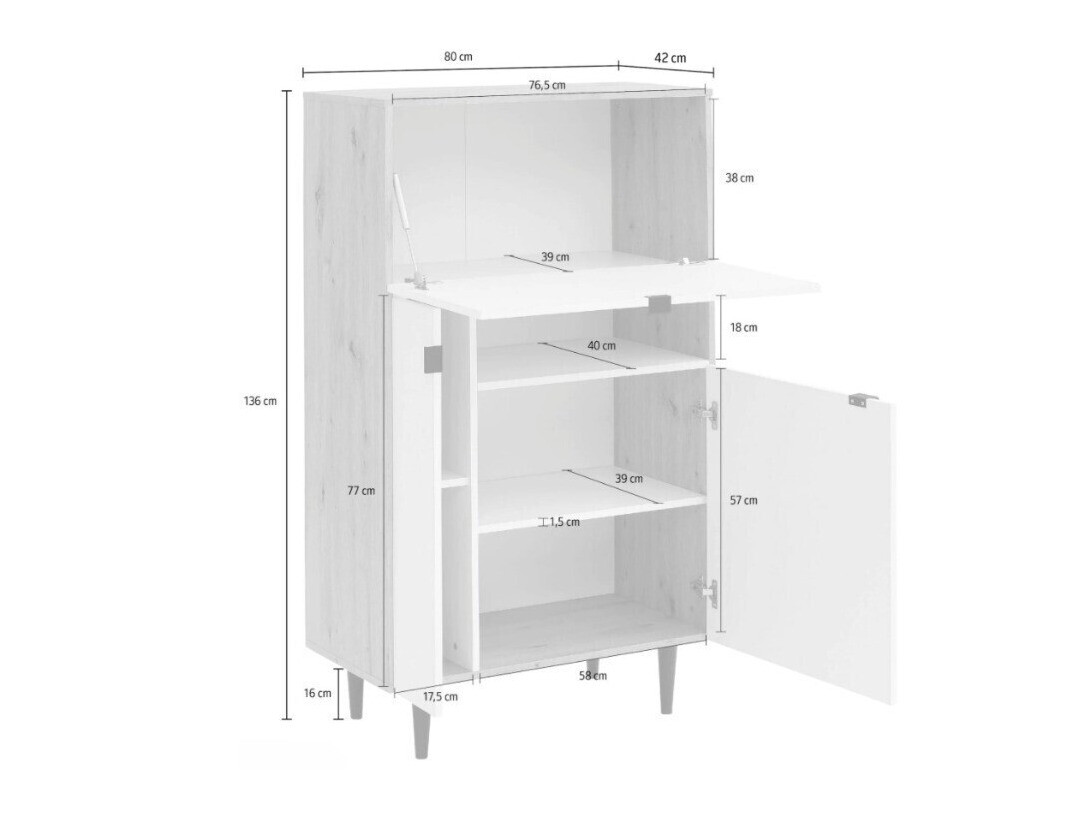 Szekrény Denton 1436 (Fehér + Artisan tölgy)