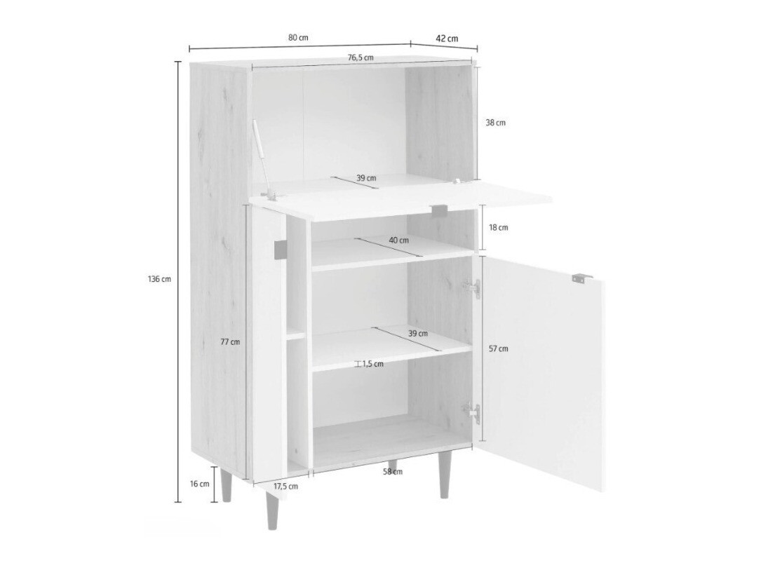 Szekrény Denton 1436 (Szürke + Artisan tölgy)